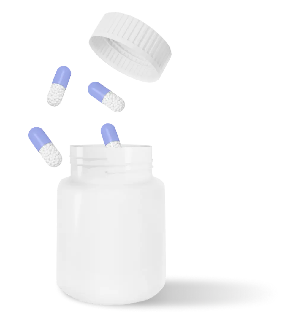 Graphic of a pill bottle with pills